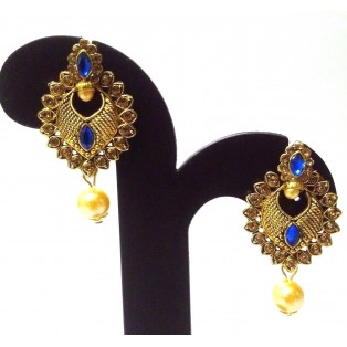 Golden Oxidized Rhinestone Earrings Ethnic Imitation Jewelry Dangle Drop EA18